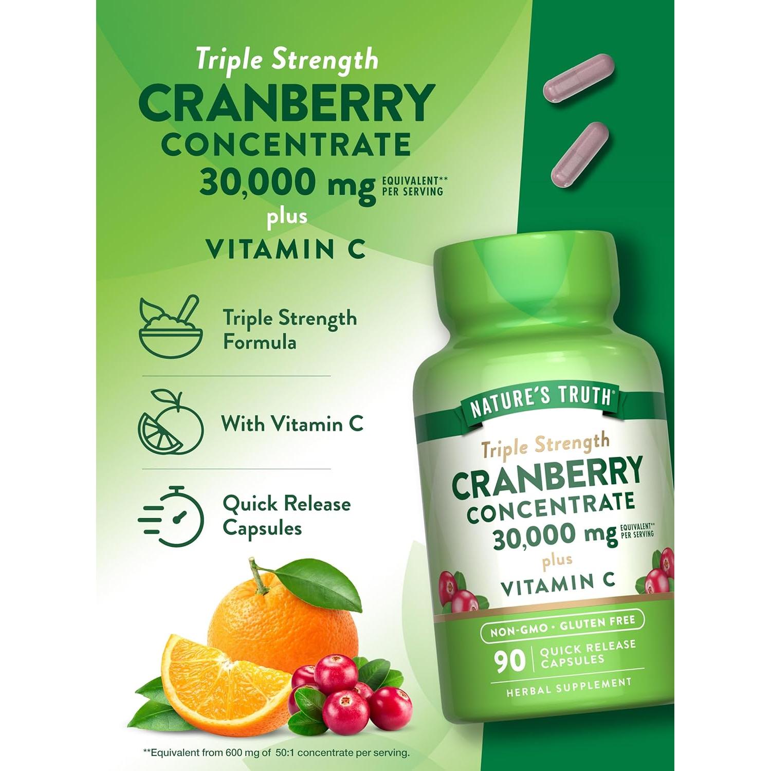 Cápsulas de Concentrado de Arándano Nature's Truth 30,000mg