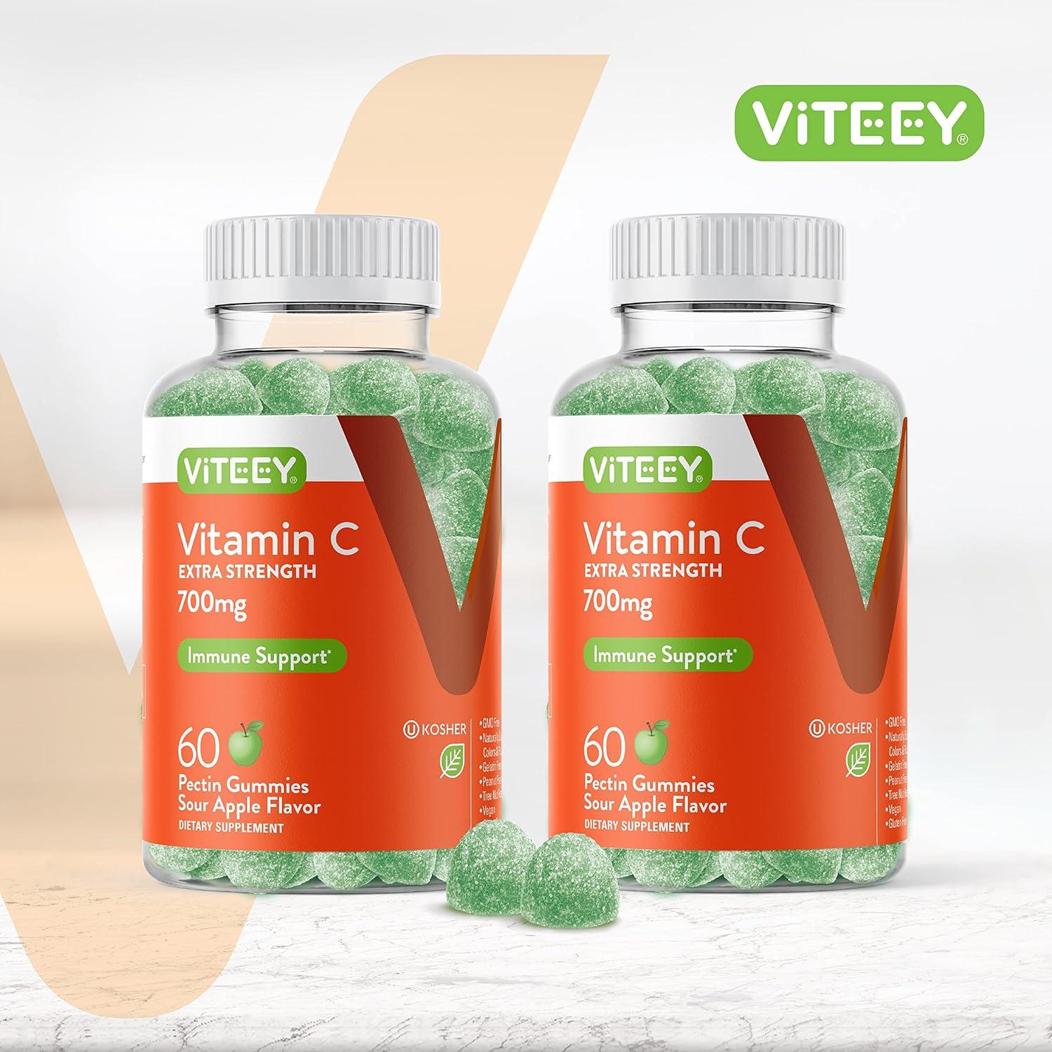 Gomitas de Vitamina C Viteey 700mg Veganas Sabor Manzana 60 Unidades