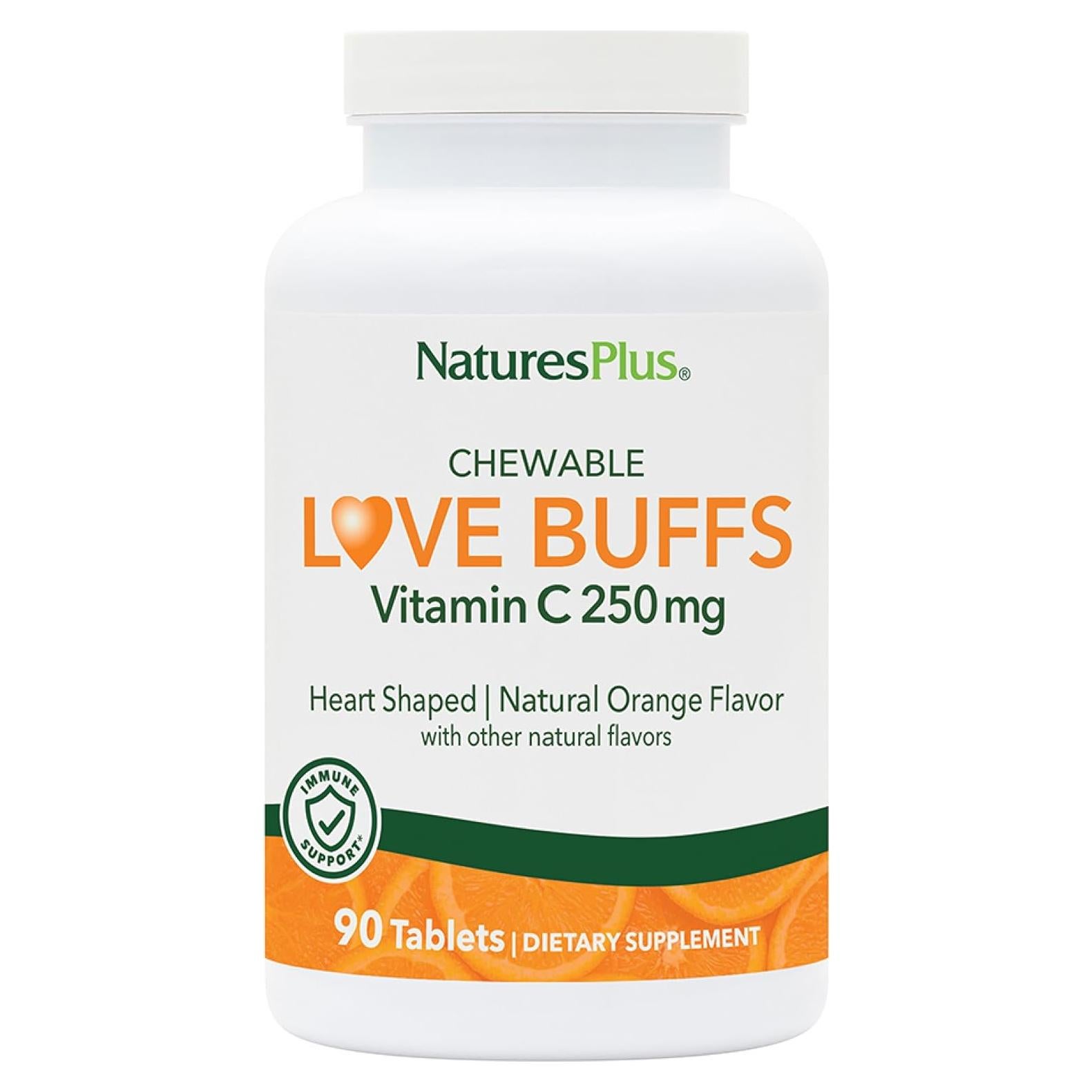 NaturesPlus Love Buffs - 90 Tabletas Masticables de Vitamina C 250mg - Vegano, Sin Gluten