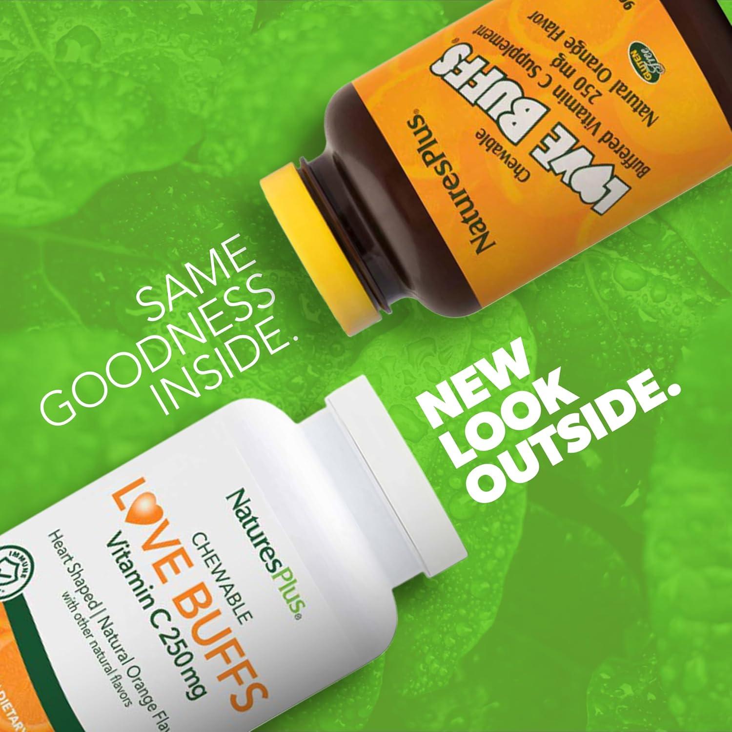 NaturesPlus Love Buffs - 90 Tabletas Masticables de Vitamina C 250mg - Vegano, Sin Gluten