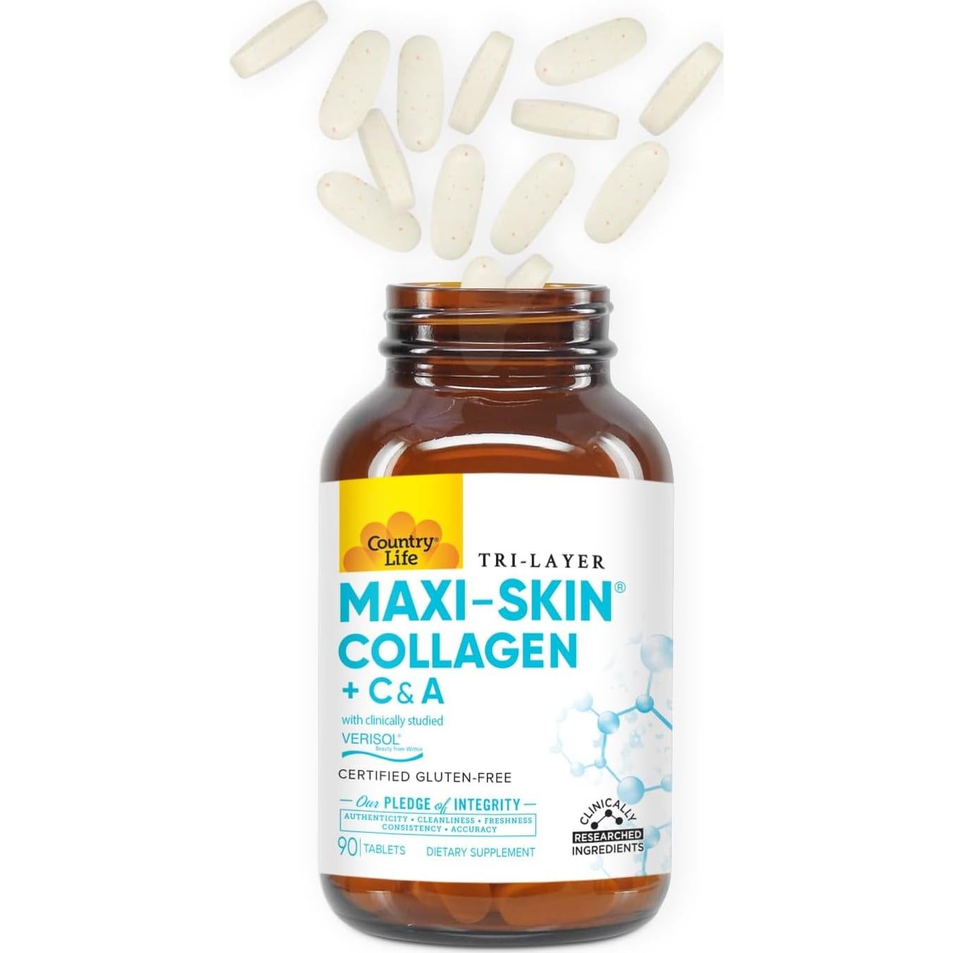 Tabletas de Colágeno Verisol Country Life - 90 Tabletas - Con Vitamina A y C