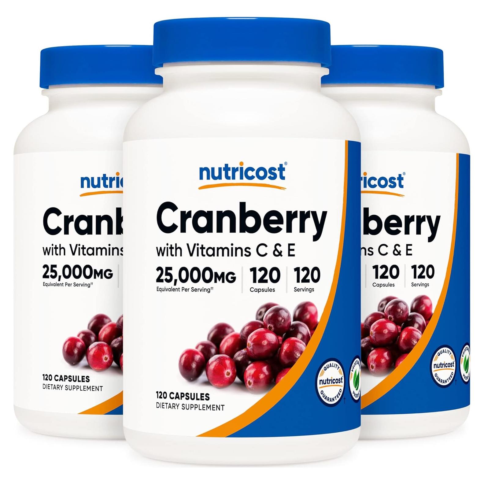 Extracto de Arándano Nutricost 25000mg 3 Botellas 120 Cápsulas