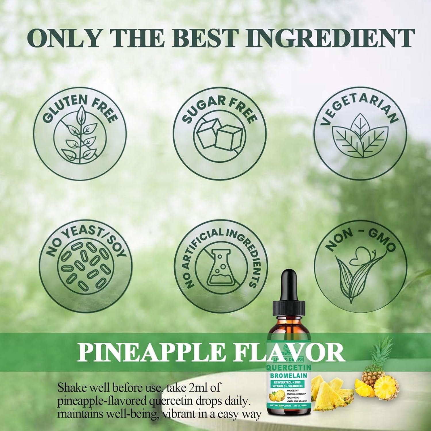 Gotas Líquidas de Quercetina 1000mg con Bromelaina 500mg