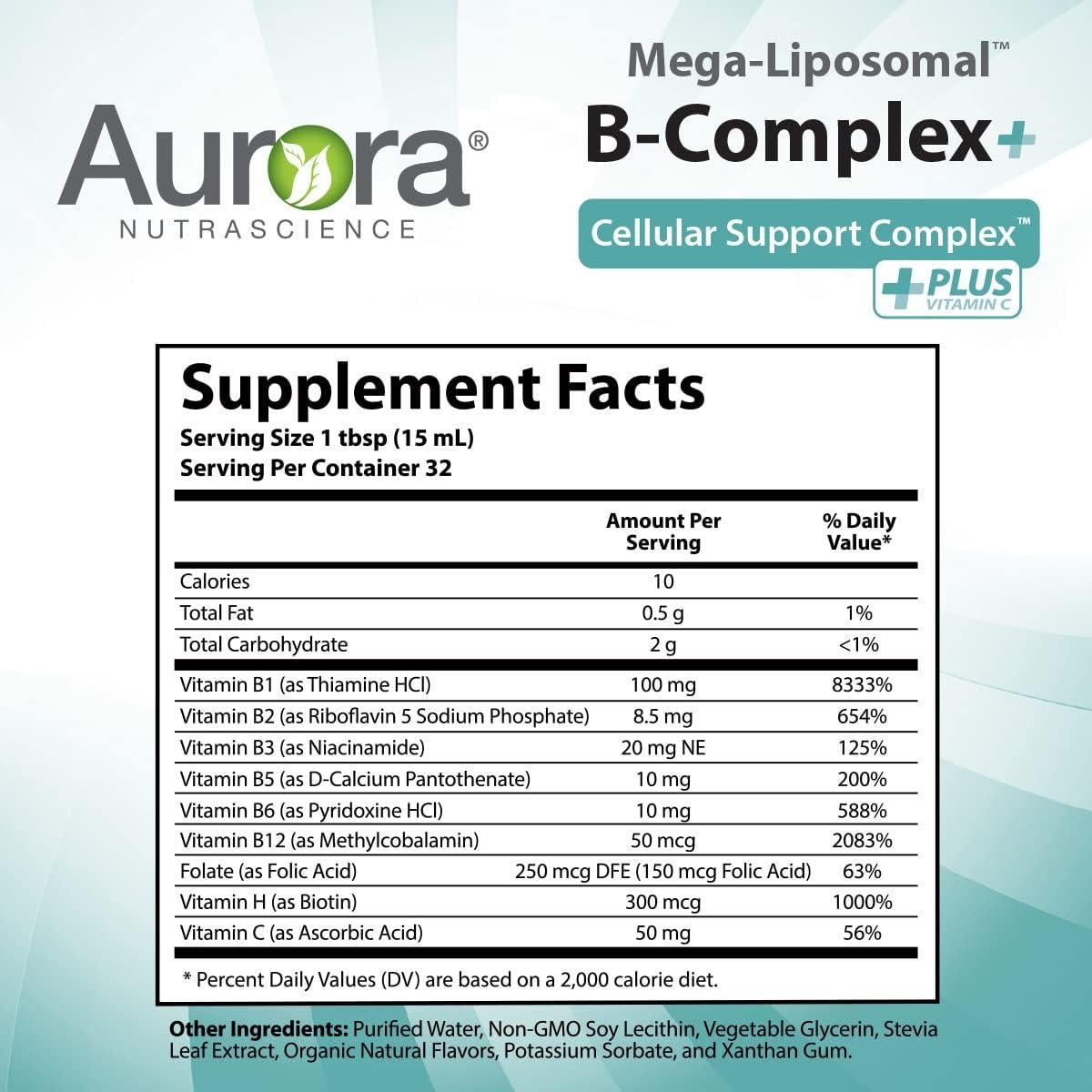 Aurora Nutrascience Mega-Liposomal B-Complejo + Vitamina C 473 ml