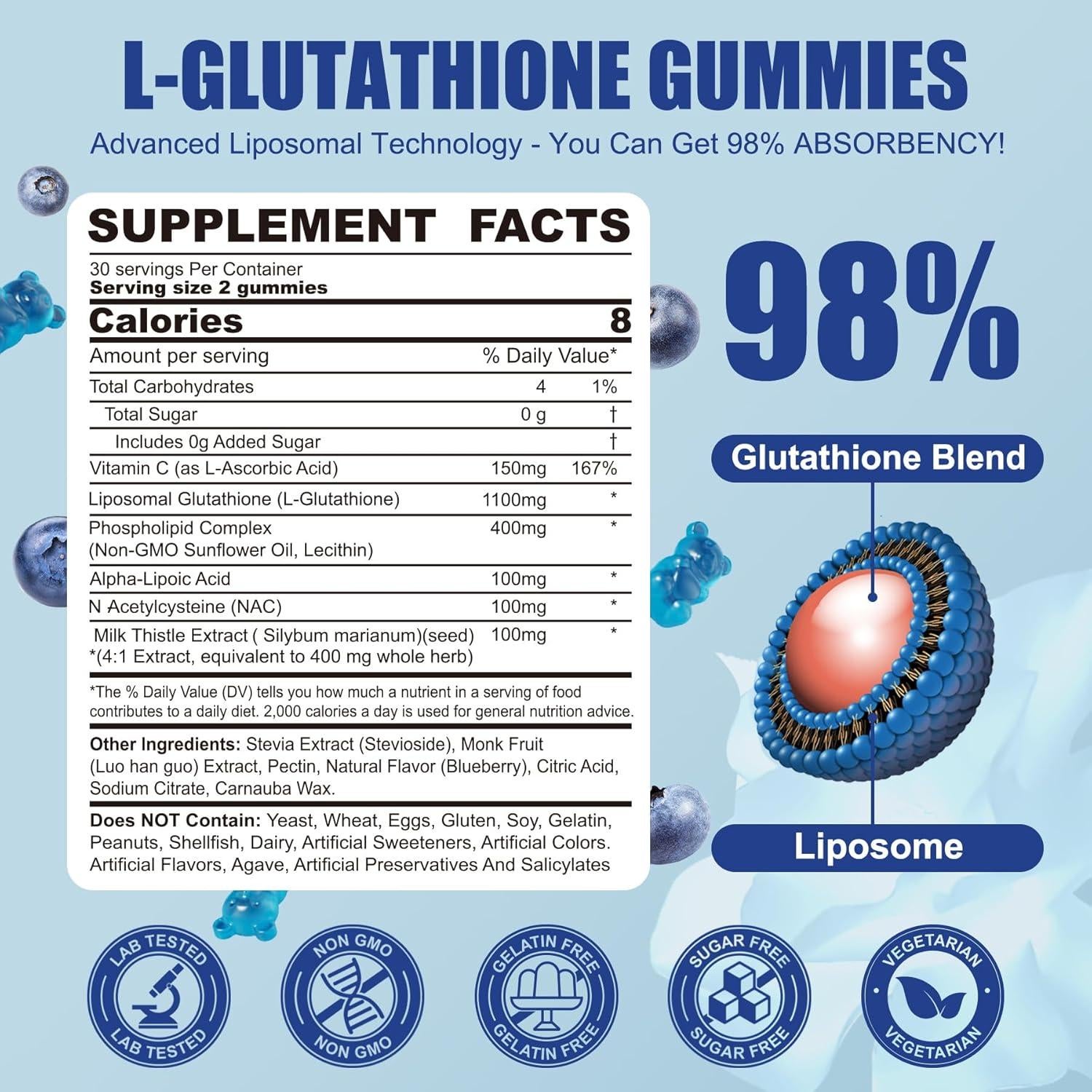 Gomitas de Glutati&oacute;n Liposomal NEXTDIA 1100mg 120 ct Veganas