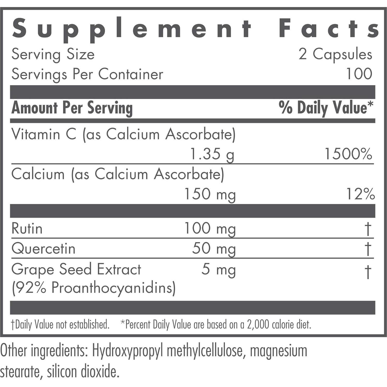 Suplemento de Vitamina C Ester-C Nutricology 1350mg 200 Cápsulas Veganas