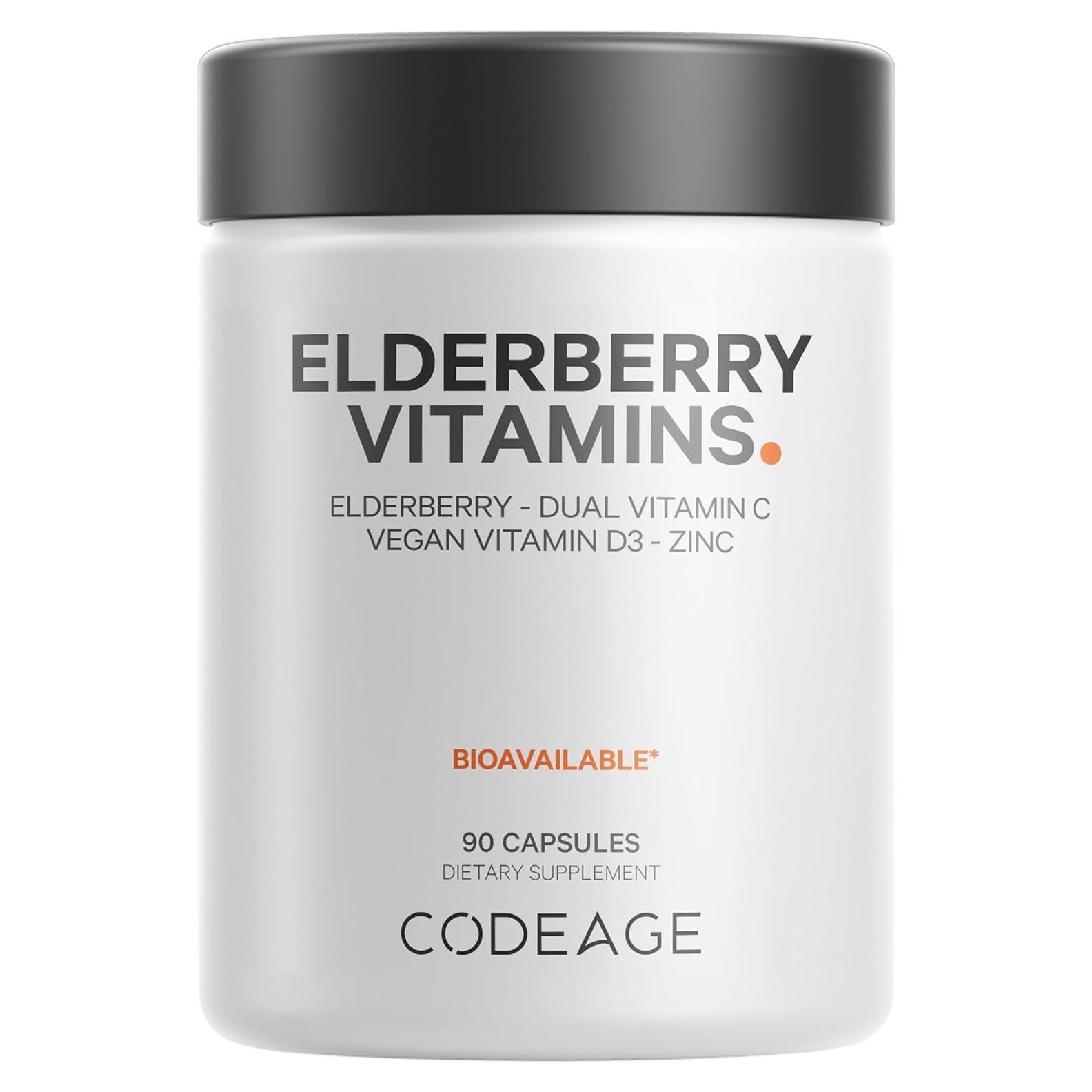 Vitaminas de Saúco Codeage - 90 Cápsulas Orgánicas con Vitamina C y D3