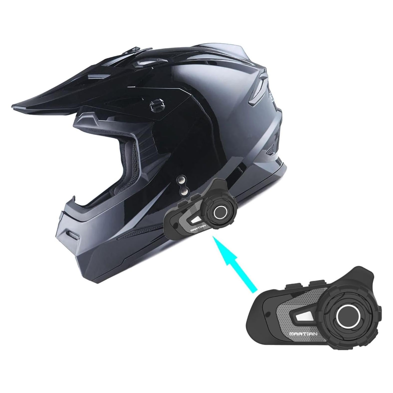 Casco de Motocross 1Storm HF801 + Bluetooth Negro Brillante