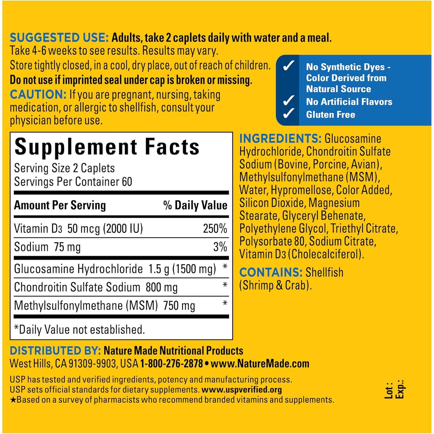 Suplemento de Glucosamina y Condroitina Nature Made 120 Tabletas