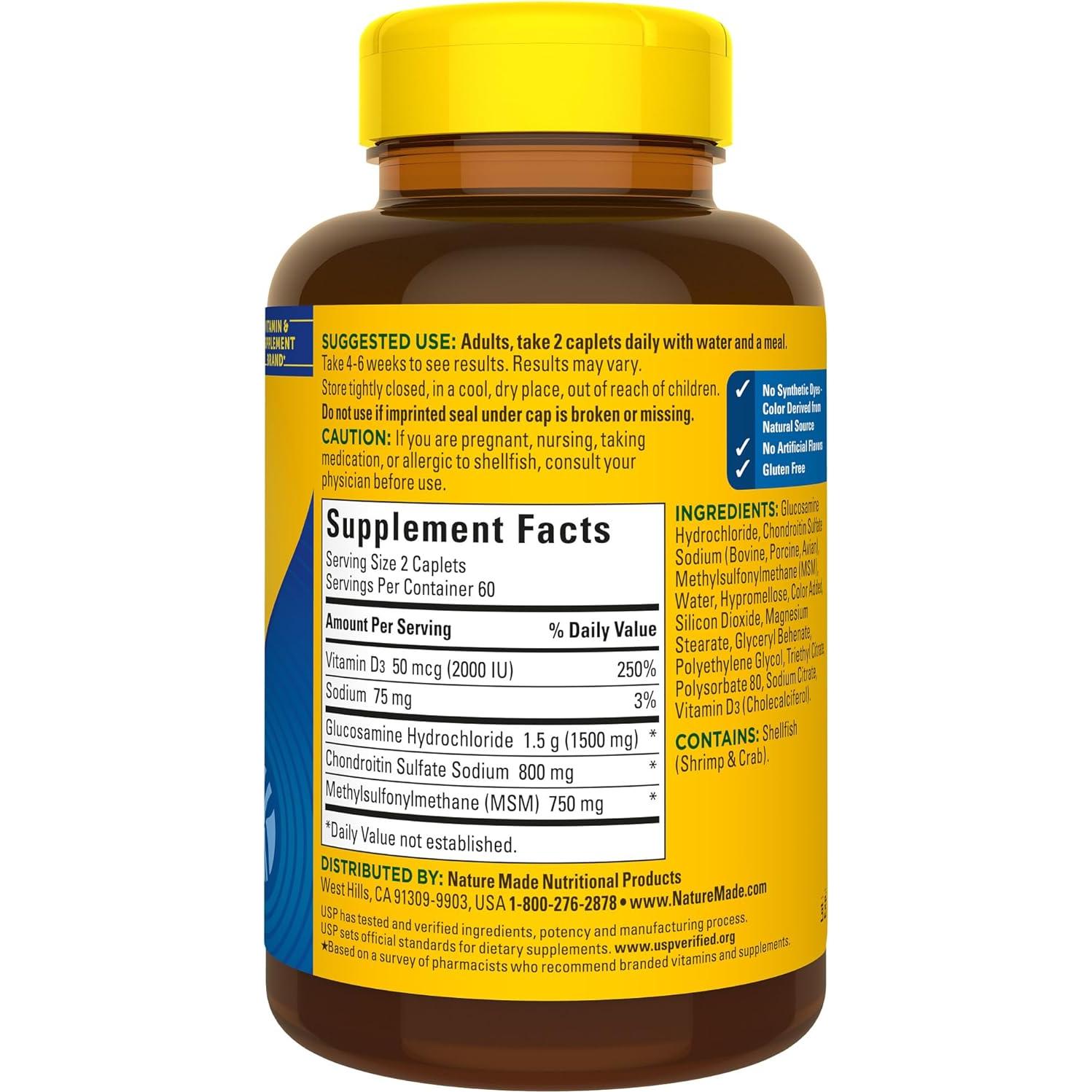 Suplemento de Glucosamina y Condroitina Nature Made 120 Tabletas