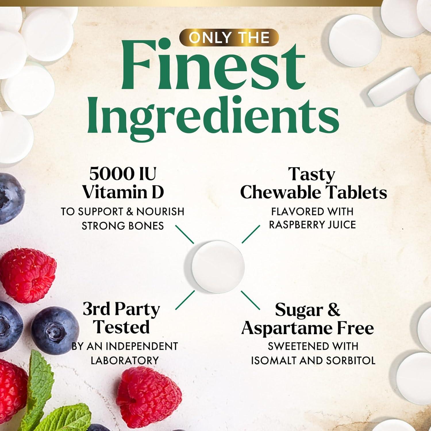 Vitamina D3 5000 UI Nature's Nutrition - 120 Tabletas Masticables