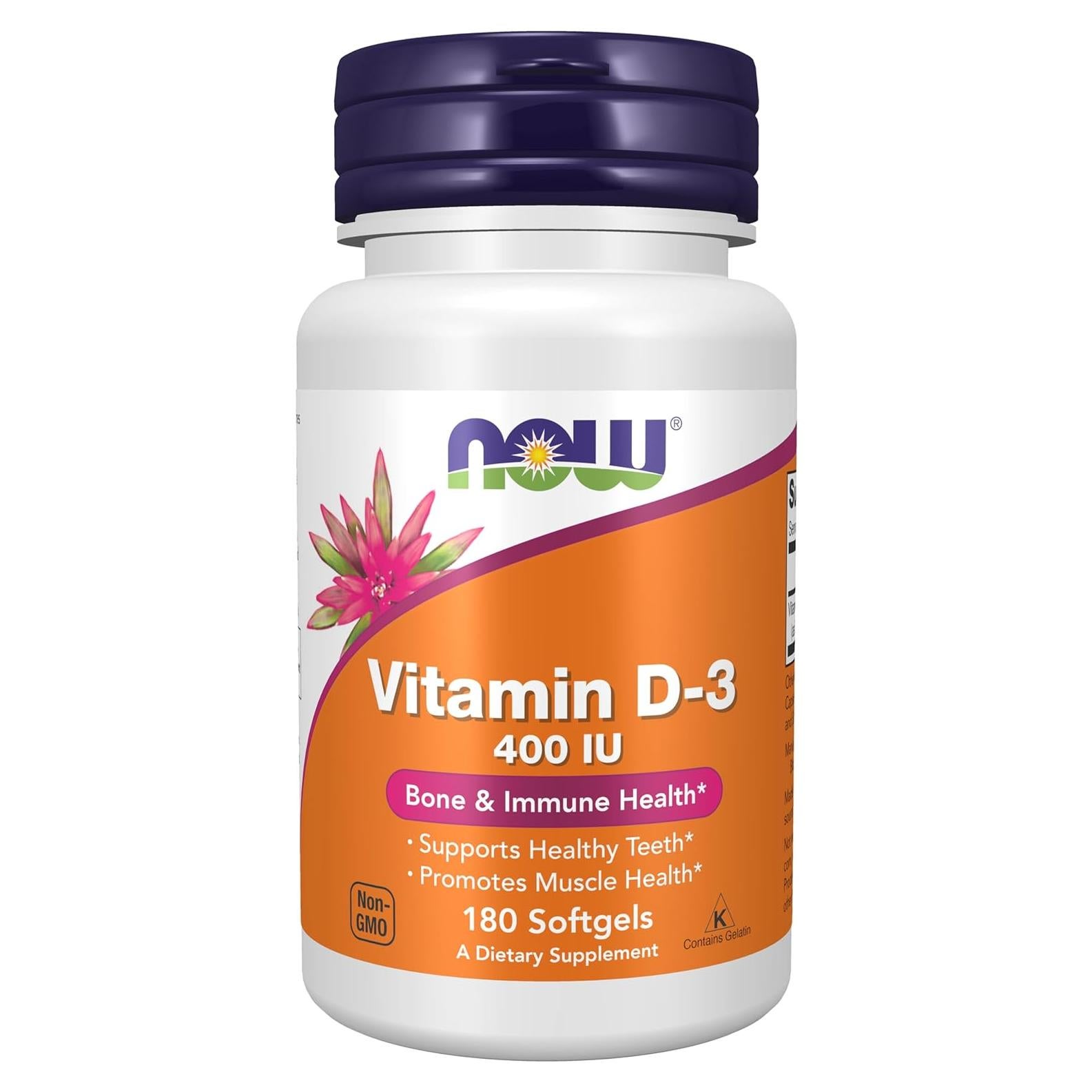 NOW Vitamina D-3 400 UI Masticable 180 Geles Blandos