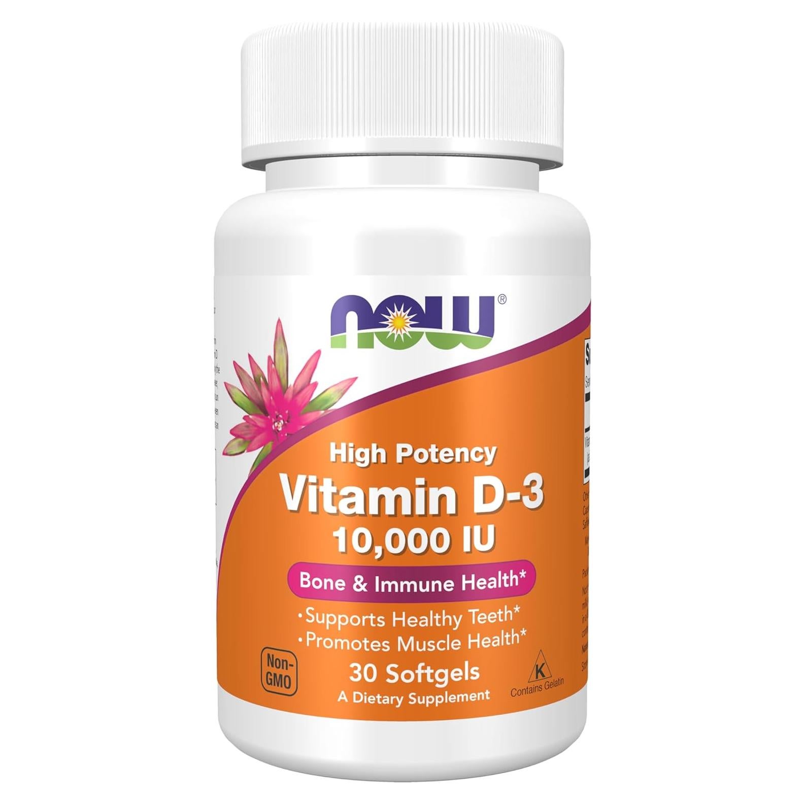 Vitamina D-3 10,000 UI NOW Foods 30 Gelatinas Blandas