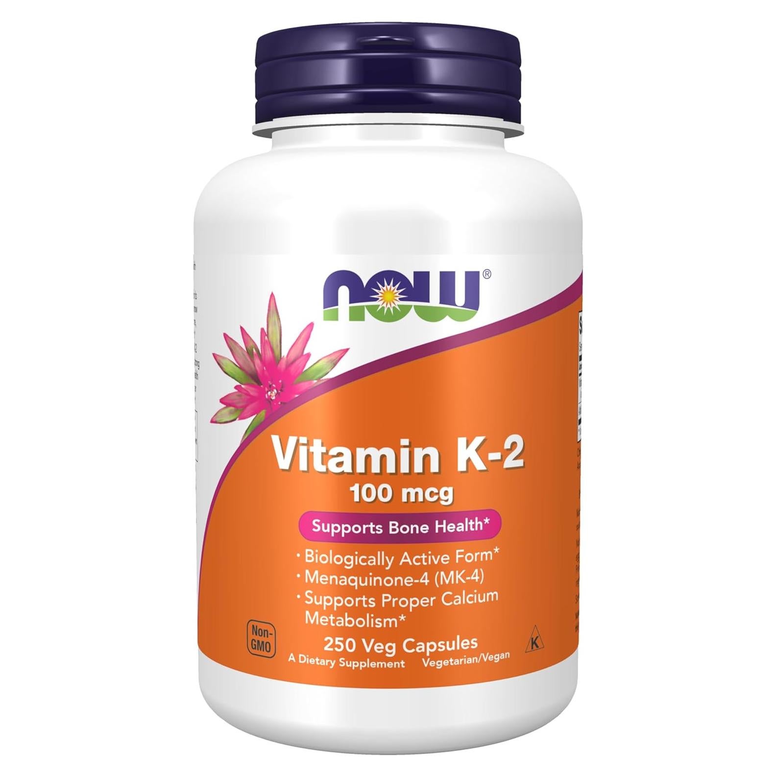 Vitamina K-2 100 mcg NOW Foods - 250 Cápsulas Veganas