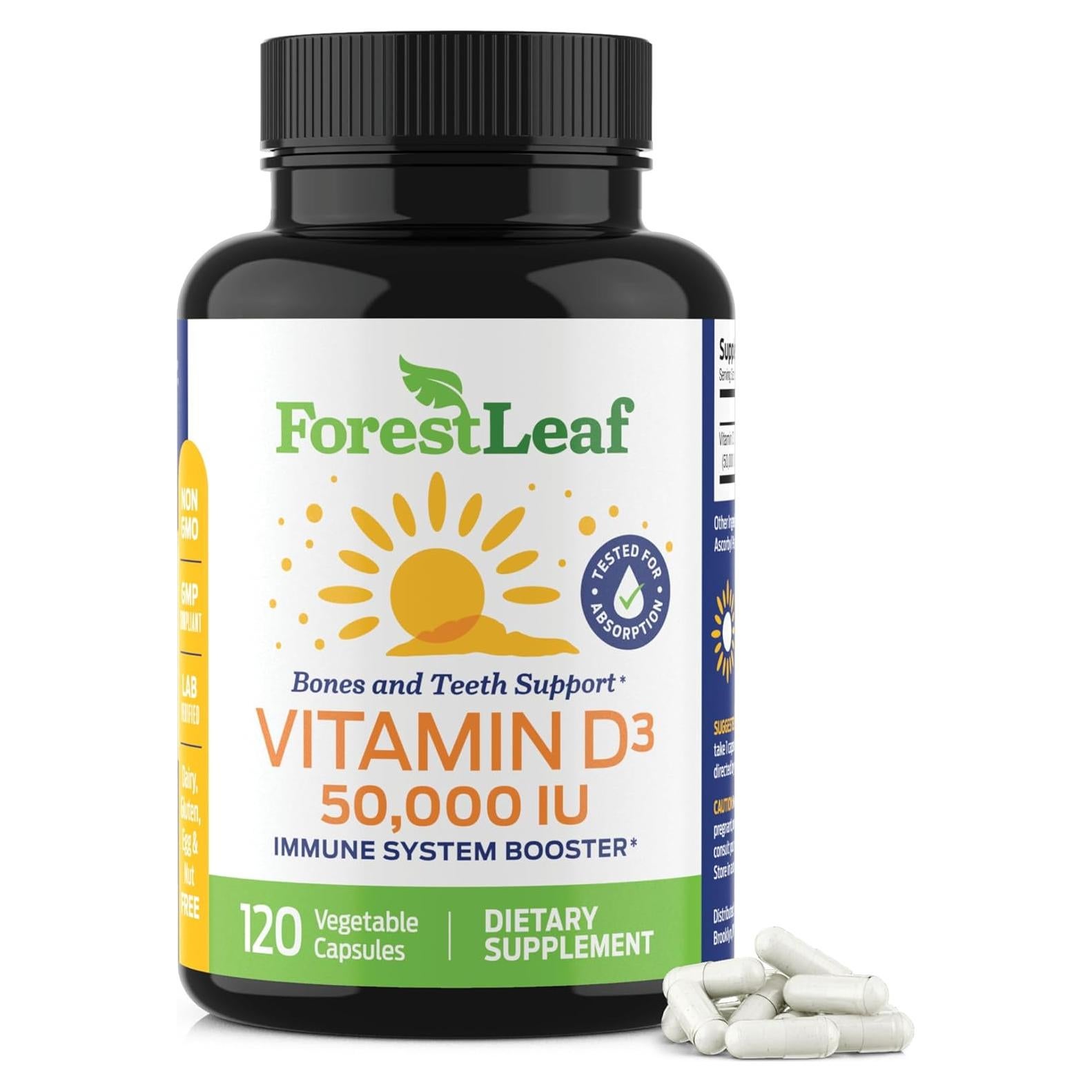 Vitamina D3 50,000 UI ForestLeaf - 120 Cápsulas Semanales