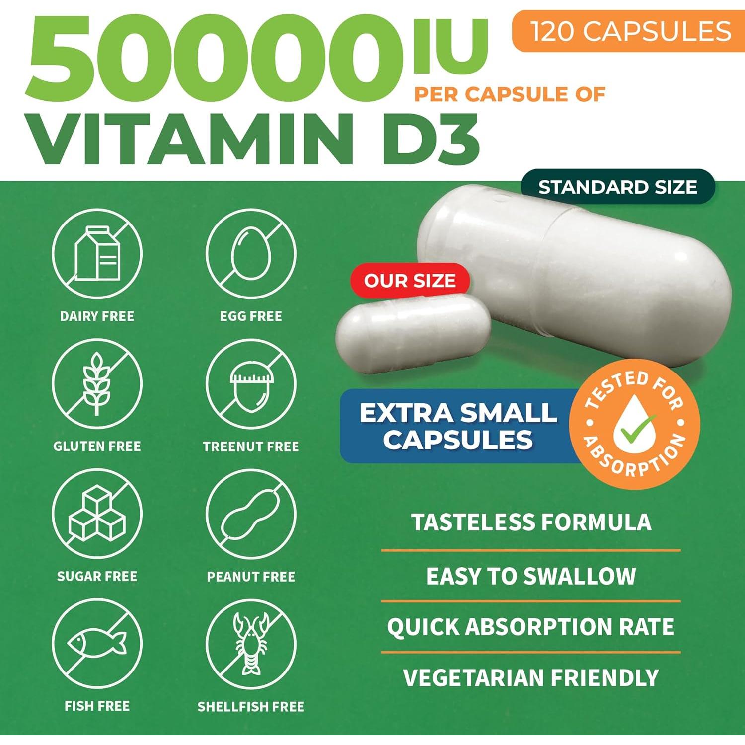 Vitamina D3 50,000 UI ForestLeaf - 120 Cápsulas Semanales