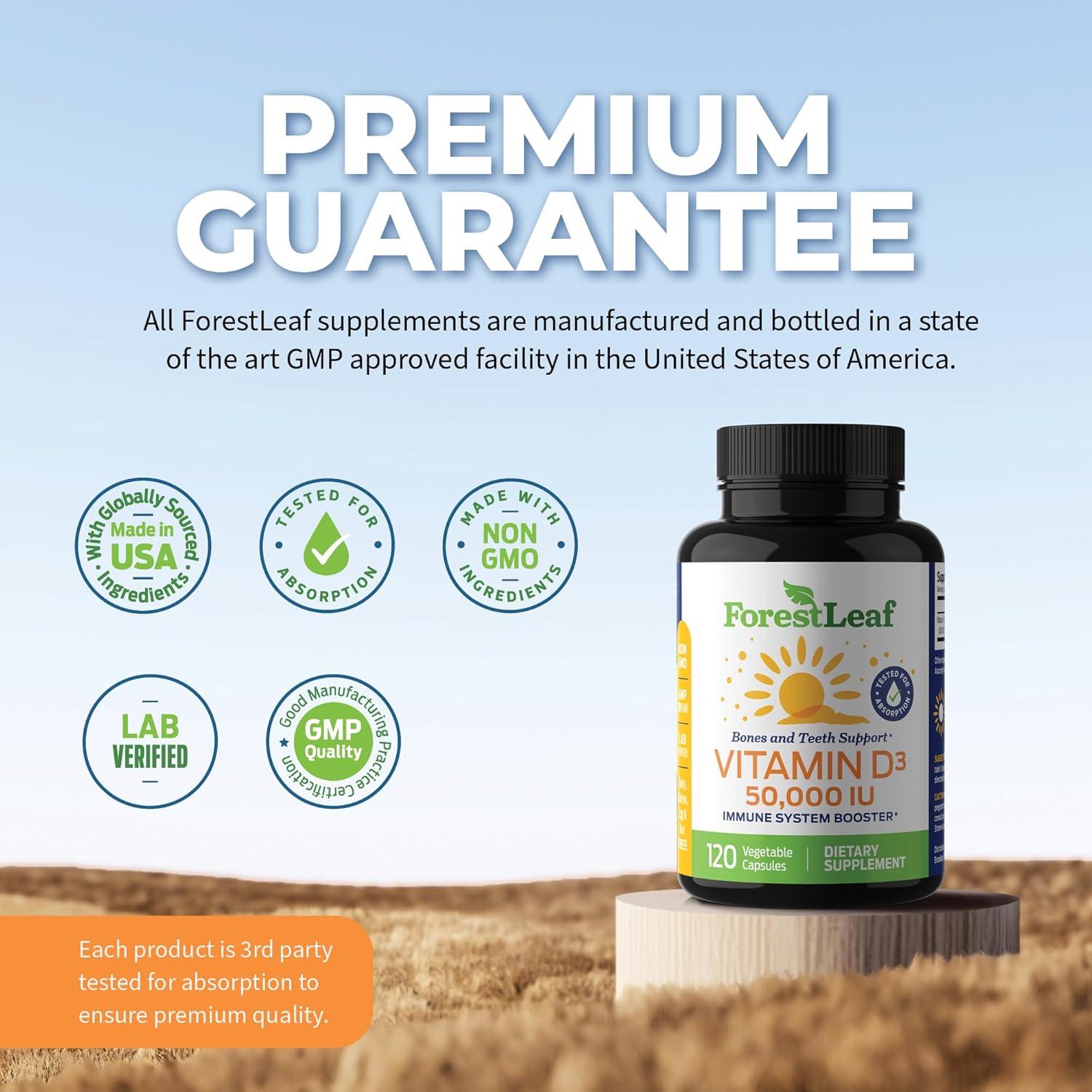 Vitamina D3 50,000 UI ForestLeaf - 120 Cápsulas Semanales