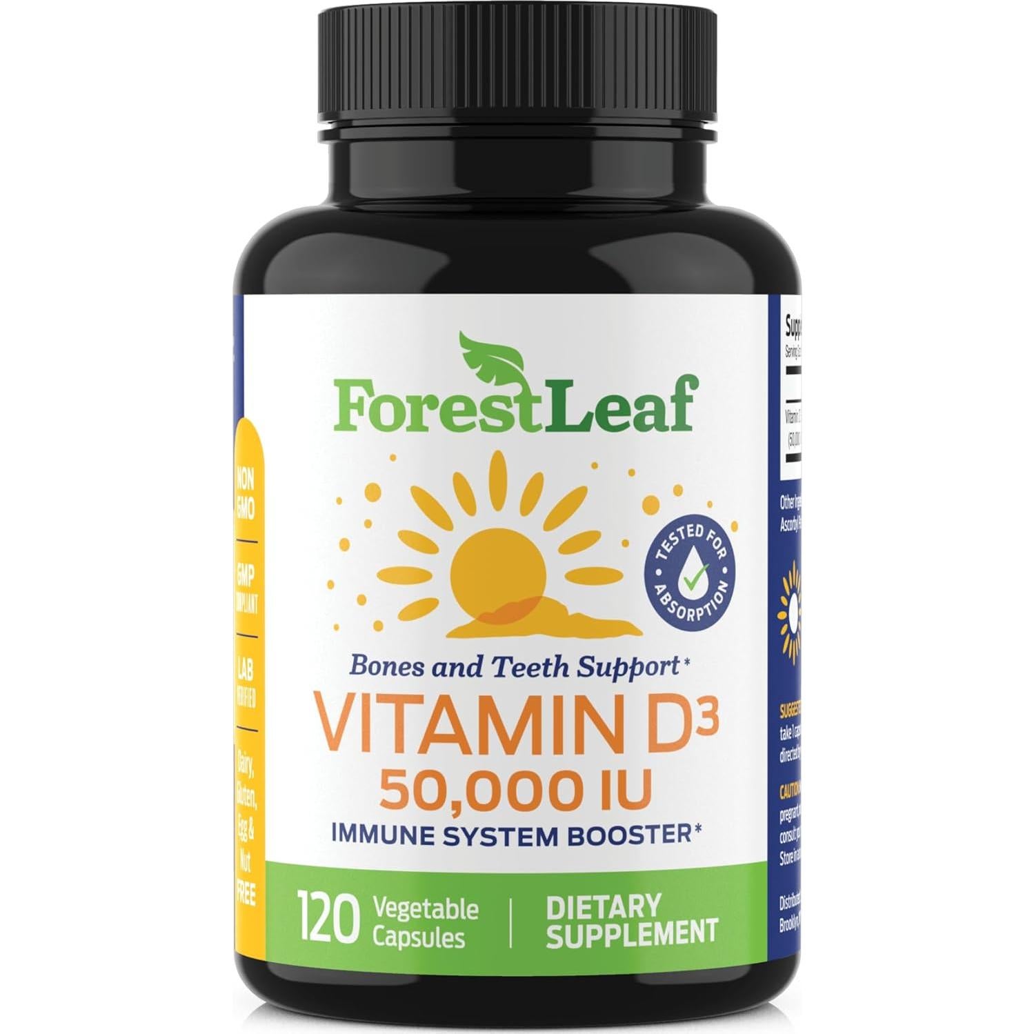 Vitamina D3 50,000 UI ForestLeaf - 120 Cápsulas Semanales