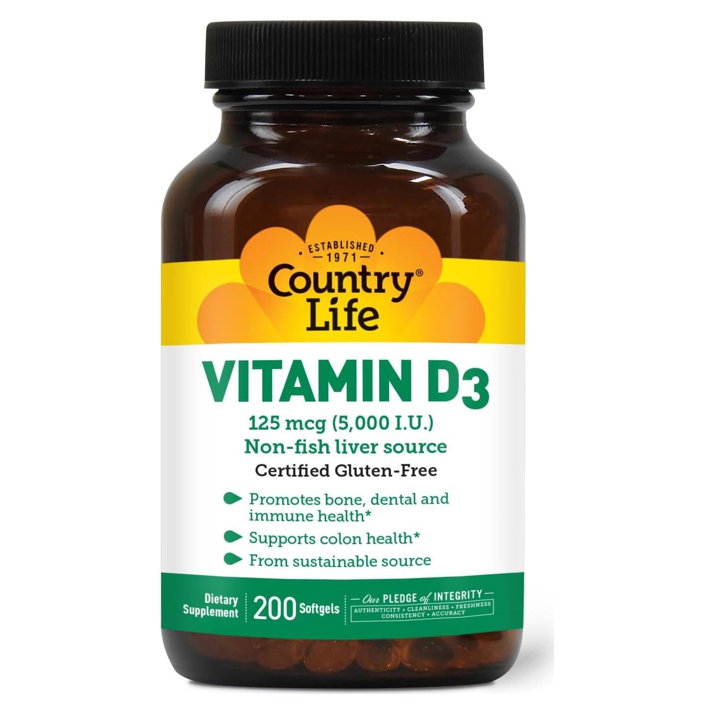Vitamina D3 5000 UI Country Life - Salud Inmunológica y Ósea