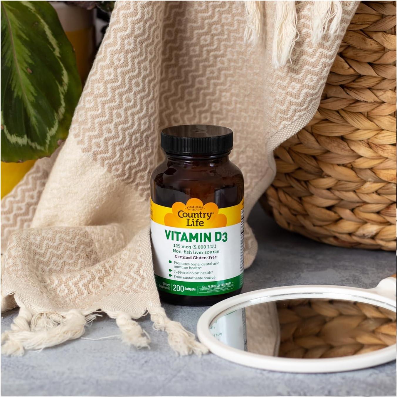 Vitamina D3 5000 UI Country Life - Salud Inmunológica y Ósea