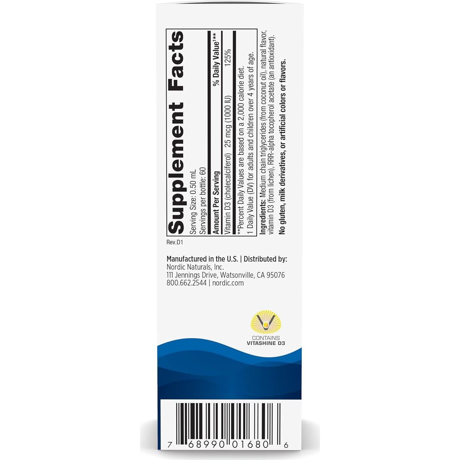 Vitamina D3 Líquida Vegana Nordic Naturals 30 ml 1000 UI