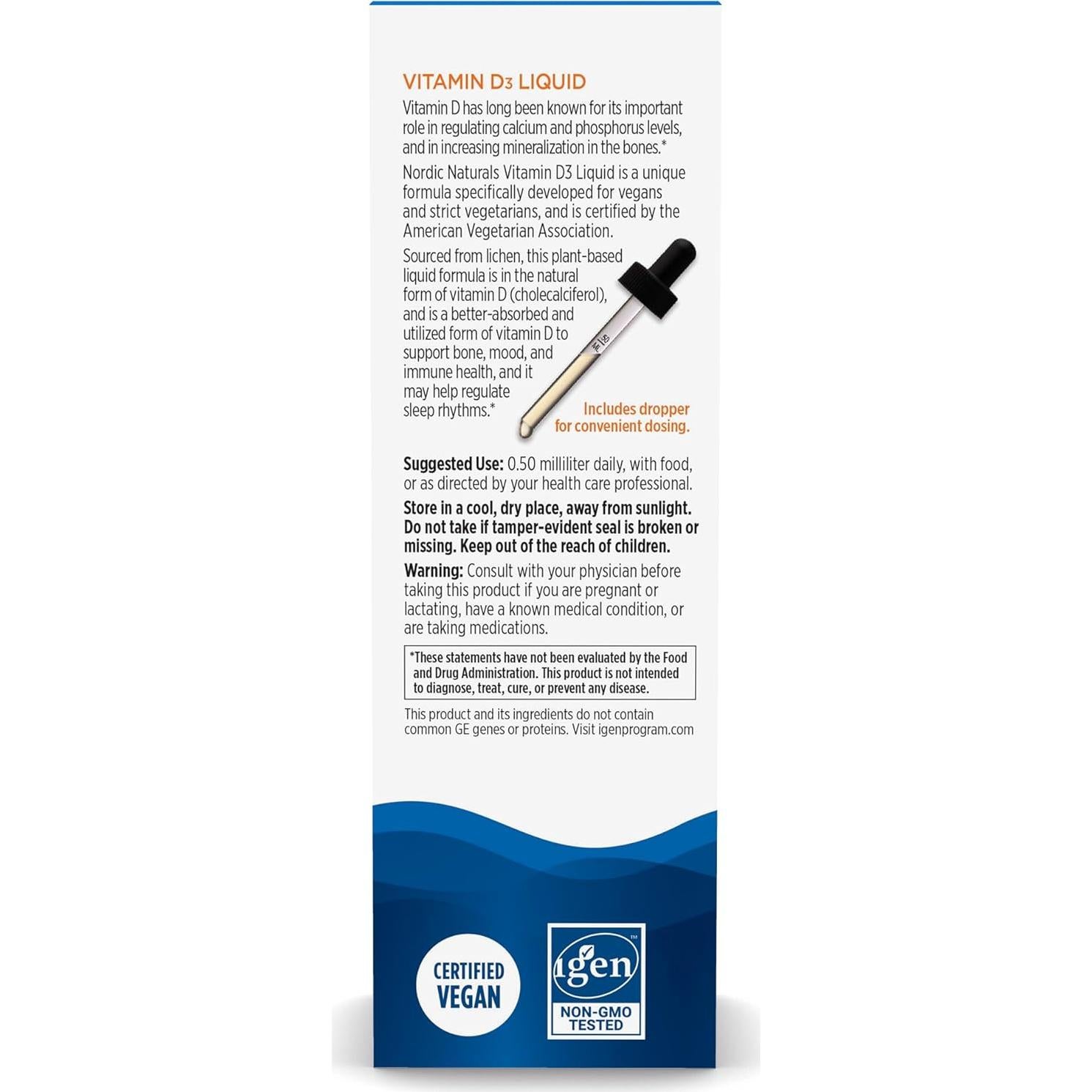 Vitamina D3 Líquida Vegana Nordic Naturals 30 ml 1000 UI