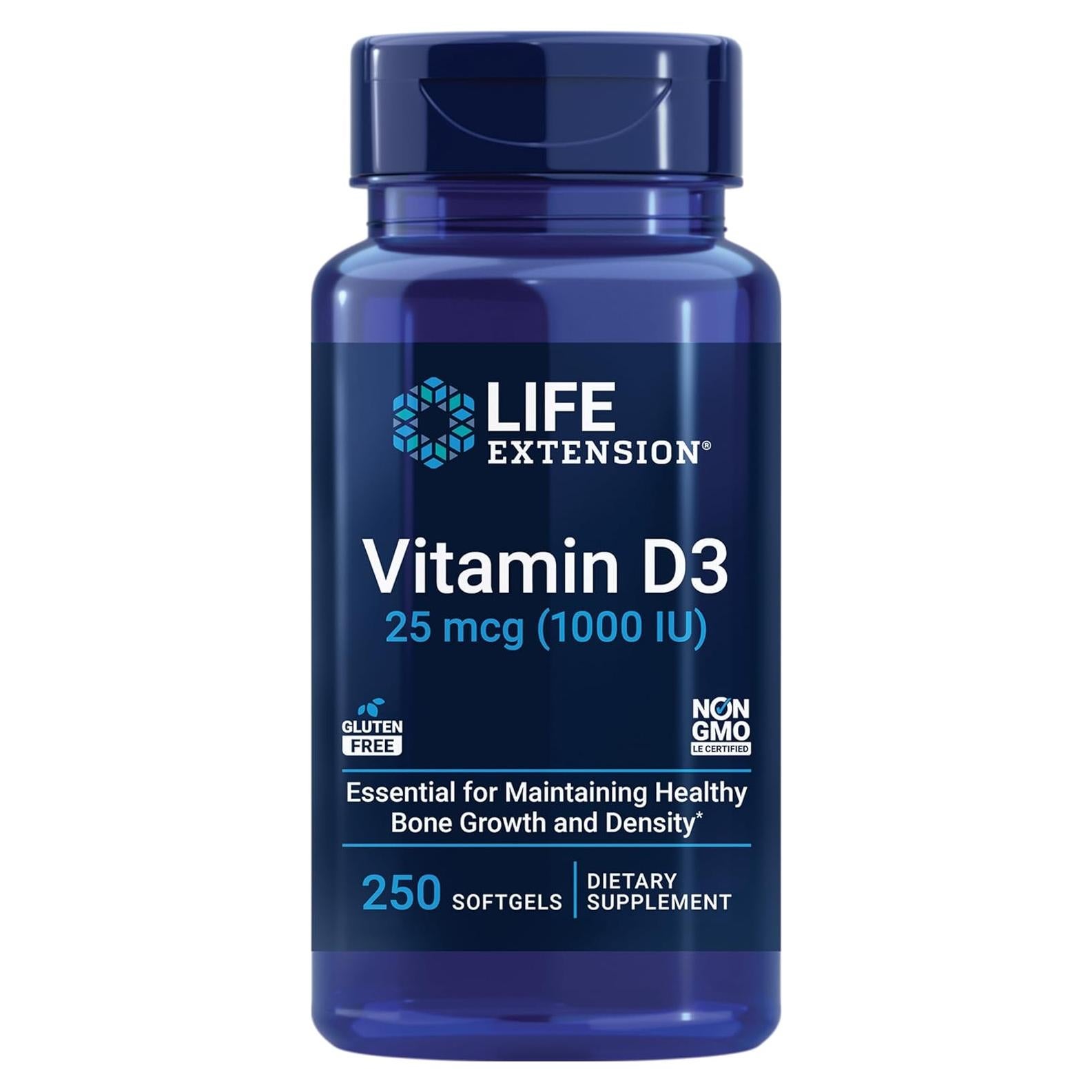Vitamina D3 25 mcg Life Extension 250 gelatinas blandas