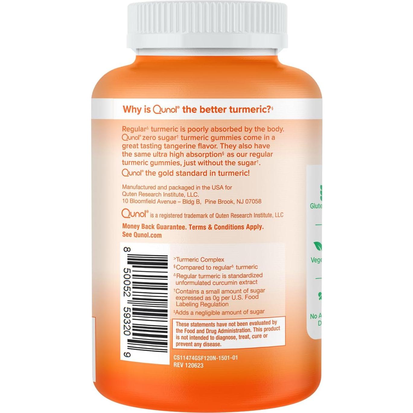 Gomitas de Cúrcuma Sin Azúcar Qunol 500mg 120 Unidades