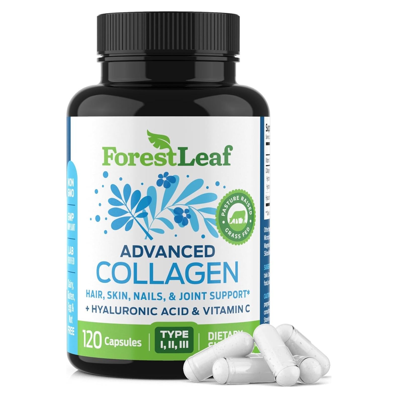 Colágeno Múltiple ForestLeaf 120 Caps con Ácido Hialurónico y Vitamina C