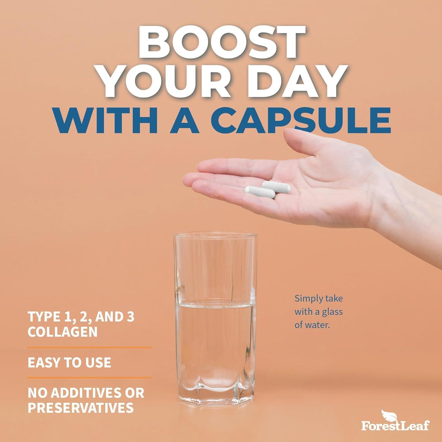 Colágeno Múltiple ForestLeaf 120 Caps con Ácido Hialurónico y Vitamina C