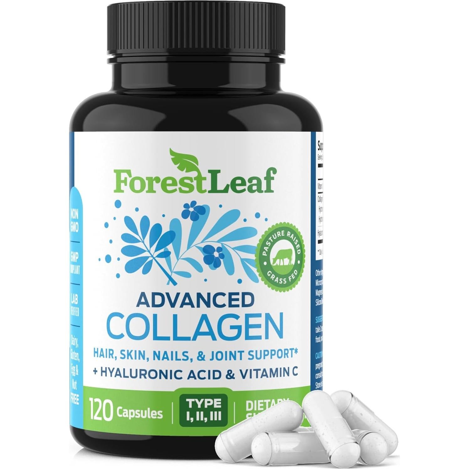 Colágeno Múltiple ForestLeaf 120 Caps con Ácido Hialurónico y Vitamina C