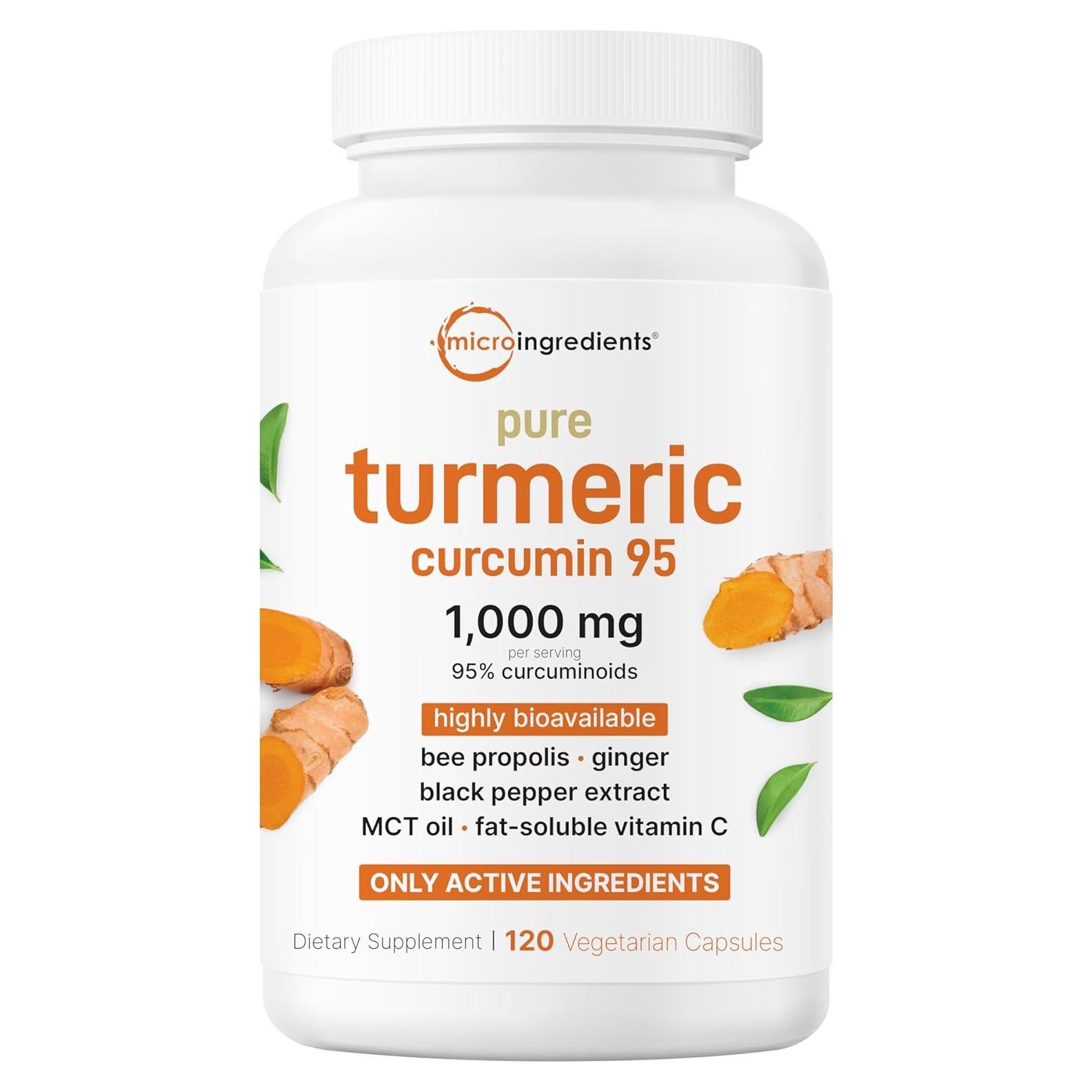 Suplemento de Cúrcuma Curcumina Micro Ingredients 1000mg 120 Cápsulas Veganas