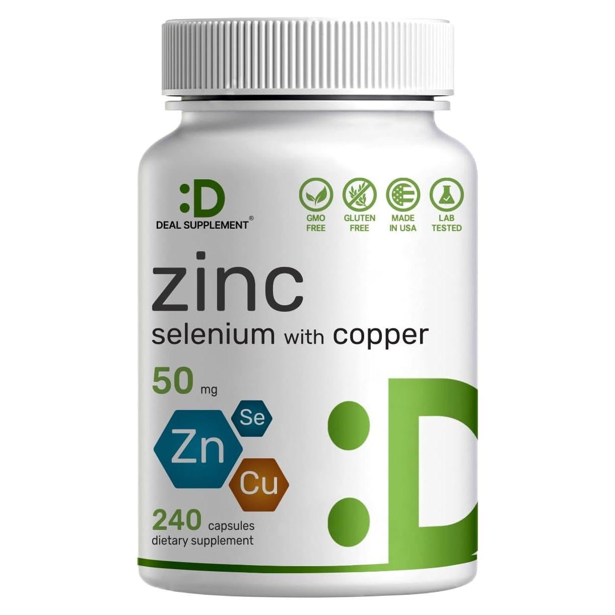 Suplemento de Zinc 50mg con Selenio y Cobre - 240 Cápsulas