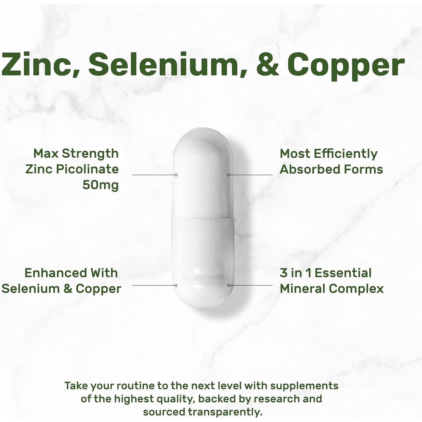 Suplemento de Zinc 50mg con Selenio y Cobre - 240 Cápsulas