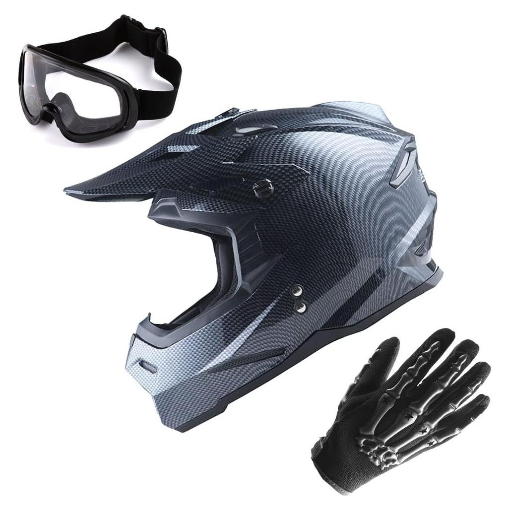Casco de Motocross 1Storm HF801 + Gafas y Guantes