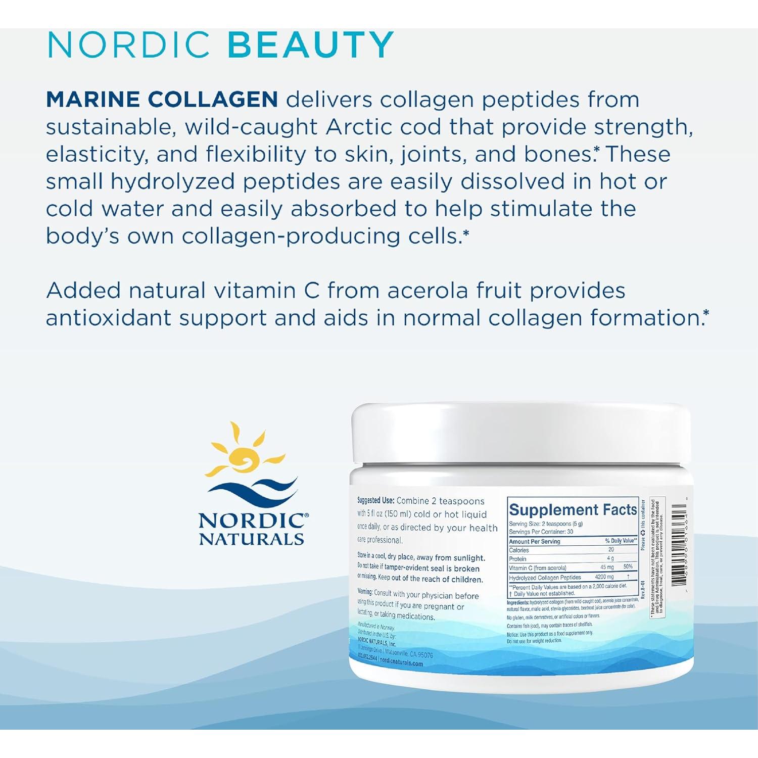 Colágeno Marino en Polvo Nordic Naturals Fresa 150g - Vitamina C