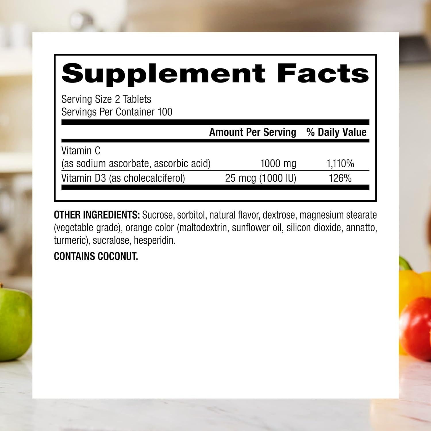 Webber Naturals Vitamina C+D3 Masticable 200 Tabletas 1000 mg