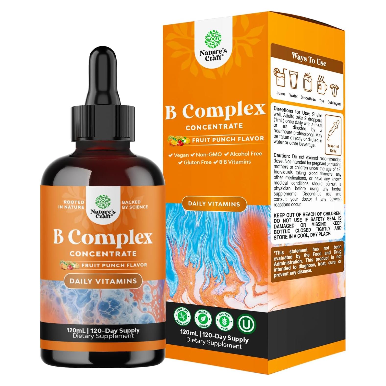 Complejo de Vitaminas B Líquido Natures Craft 118ml - Vegano