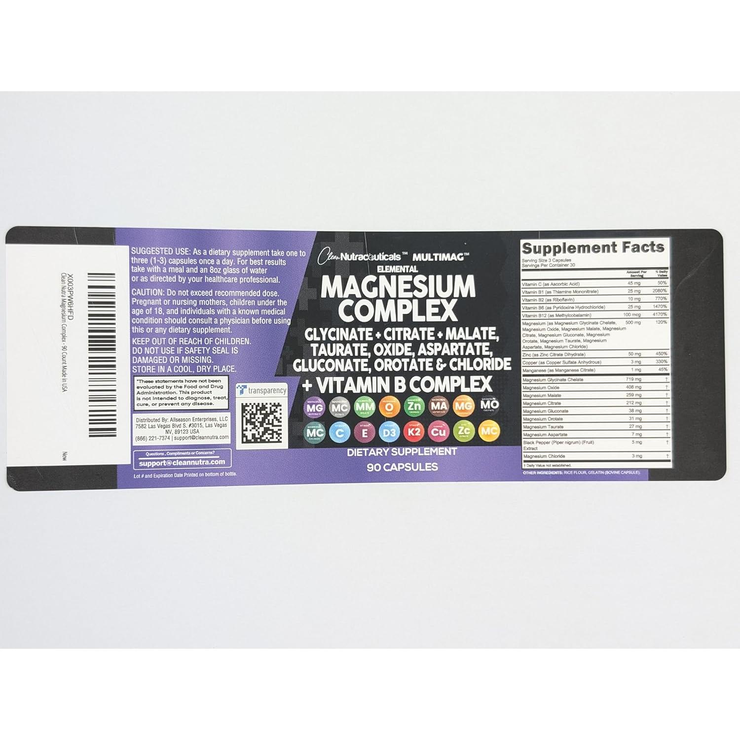 Suplemento Complejo de Magnesio Clean Nutraceuticals 117g
