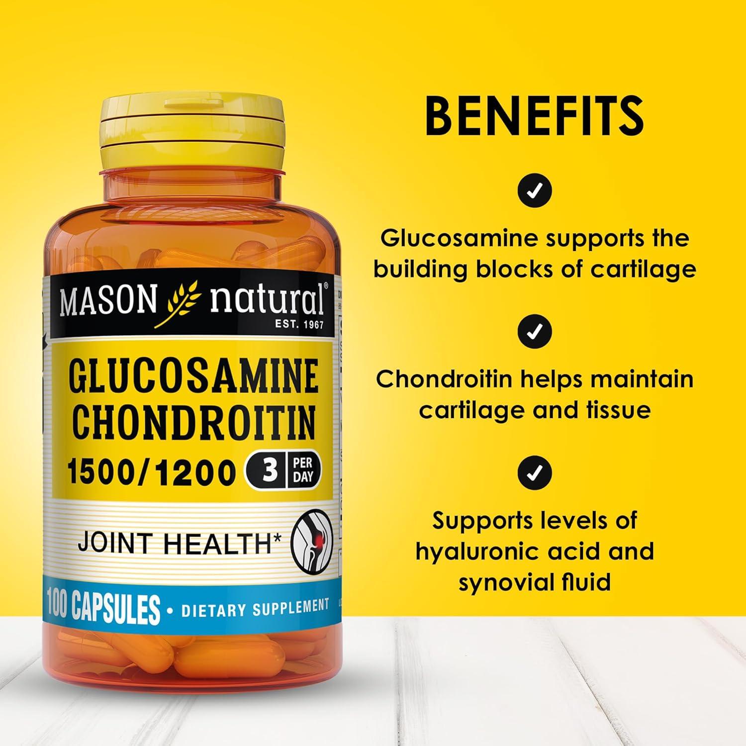 Mason Natural Glucosamina y Condroitina 1500/1200 mg 100 Cápsulas