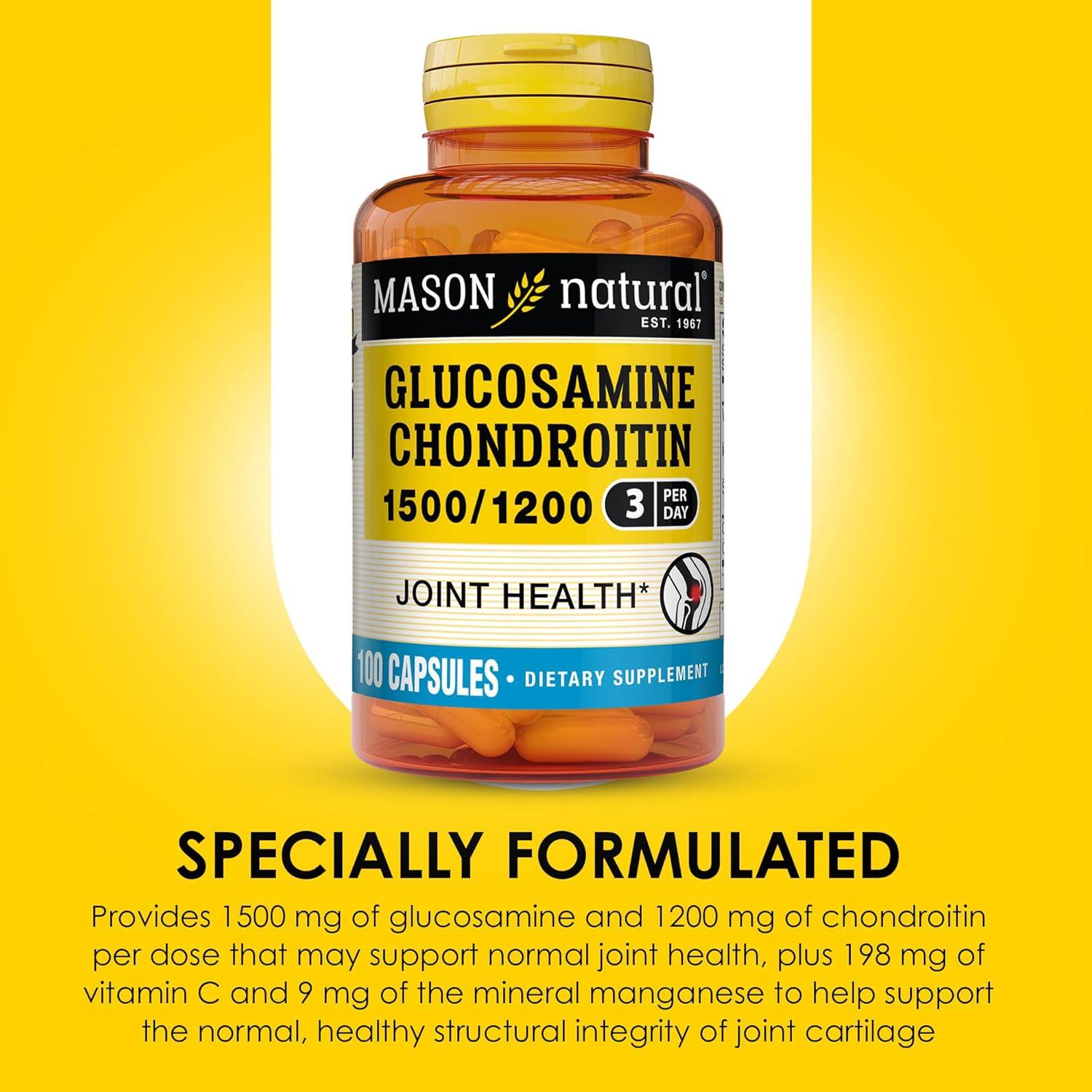 Mason Natural Glucosamina y Condroitina 1500/1200 mg 100 Cápsulas