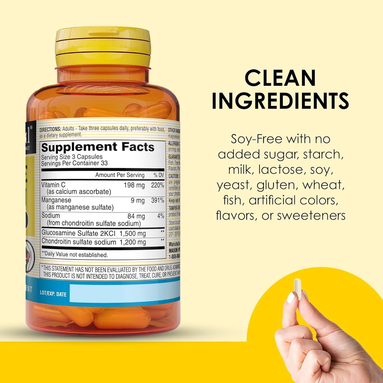 Mason Natural Glucosamina y Condroitina 1500/1200 mg 100 Cápsulas