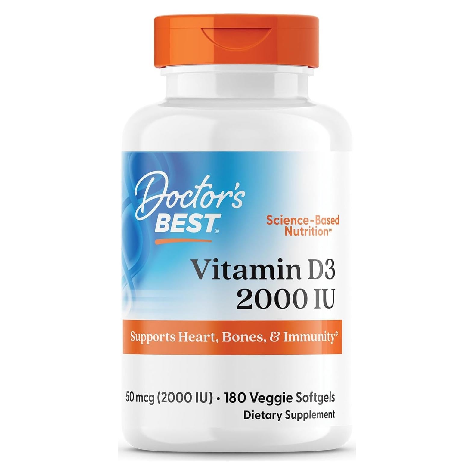 Vitamina D3 2000 UI Doctor's Best 180 Cápsulas Vegetales