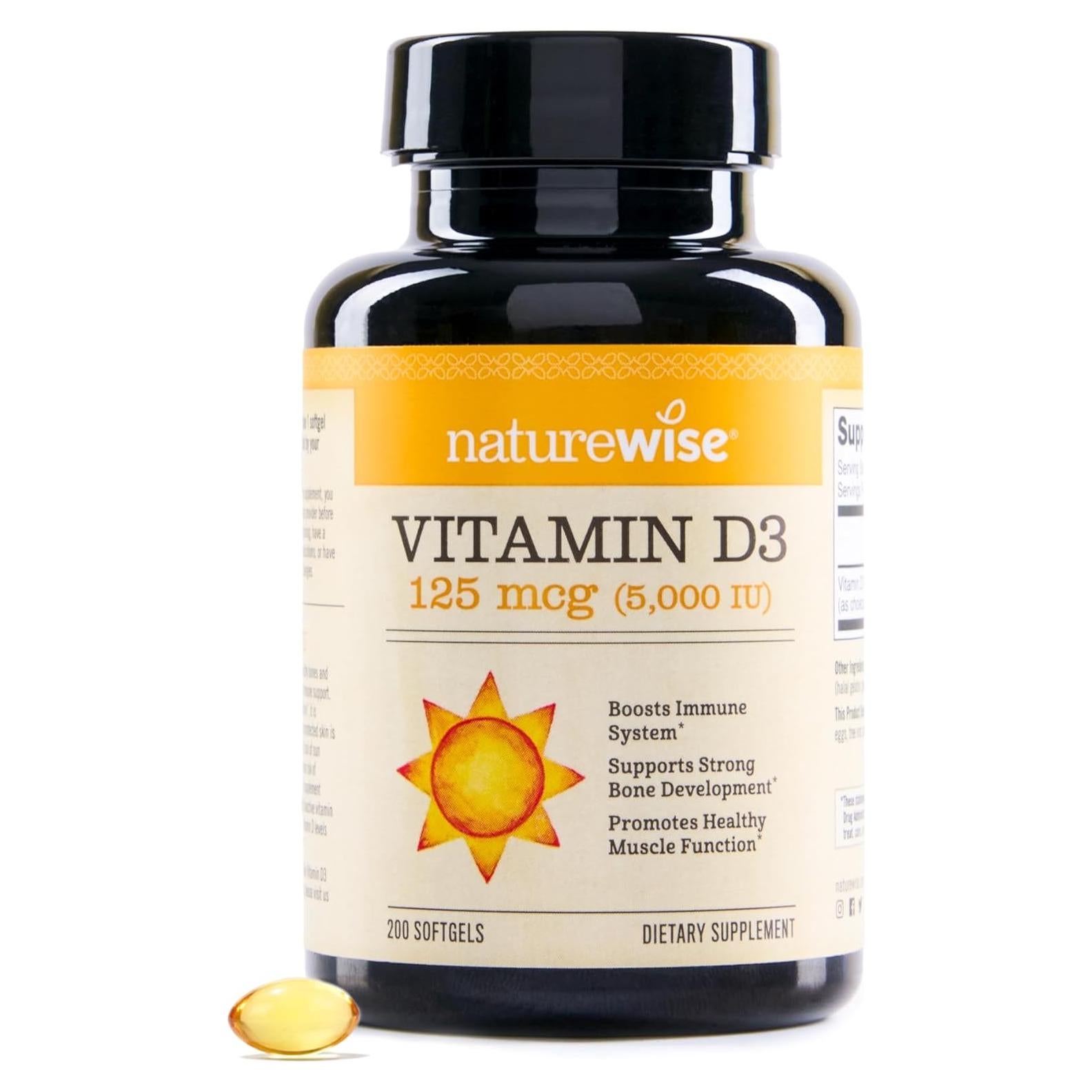NatureWise Vitamina D3 5000IU 200 Mini Softgels - Soporte Inmunológico