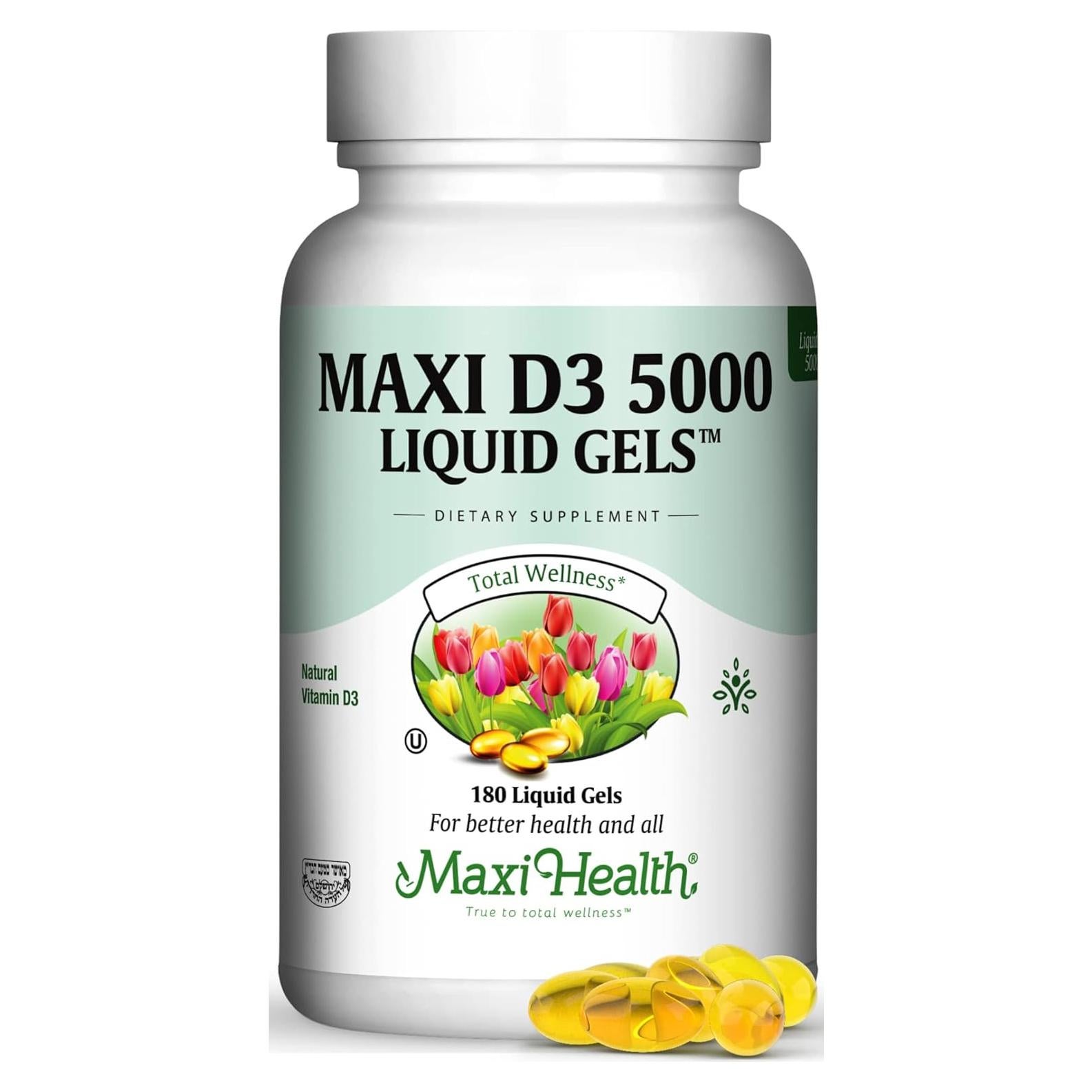 Maxi Health D3 5000 UI - Vitamina D3 Natural - 180 Cápsulas