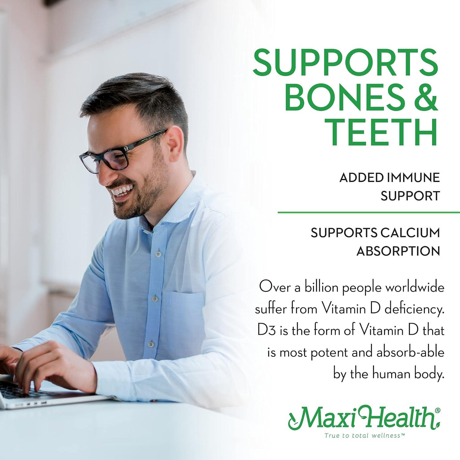 Maxi Health D3 5000 UI - Vitamina D3 Natural - 180 Cápsulas