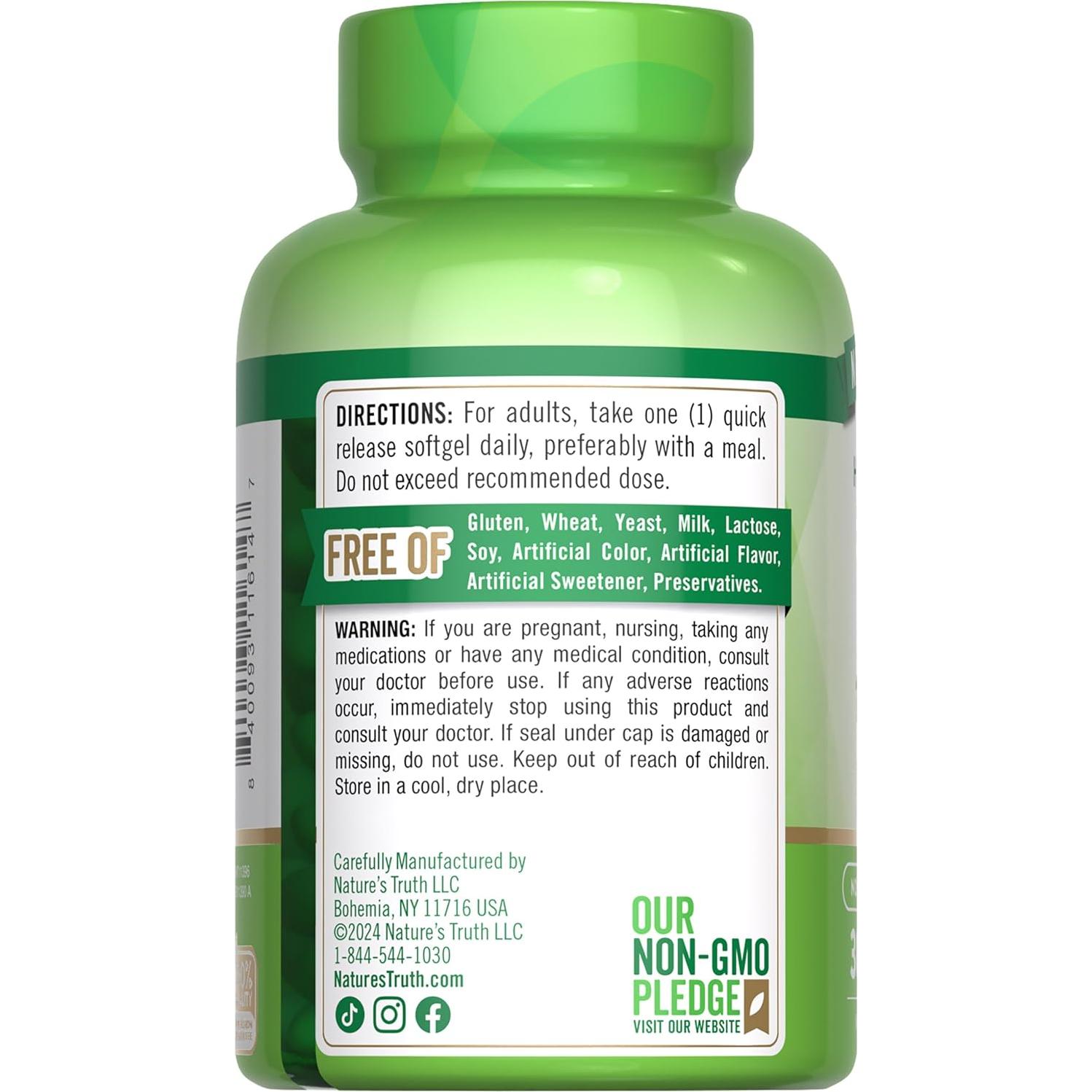 Suplemento Vitamina D3 10000 UI Nature's Truth 300 Softgels