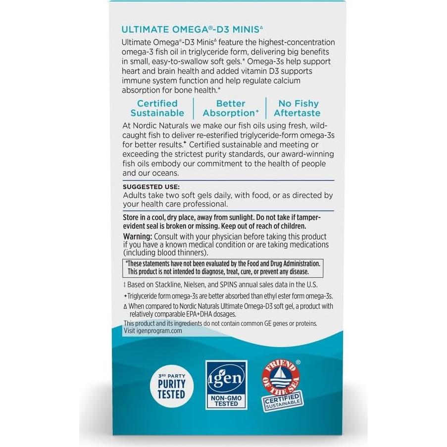 Nordic Naturals Omega Mini D3 60 Gelatinas Blandas Limón 1120 mg