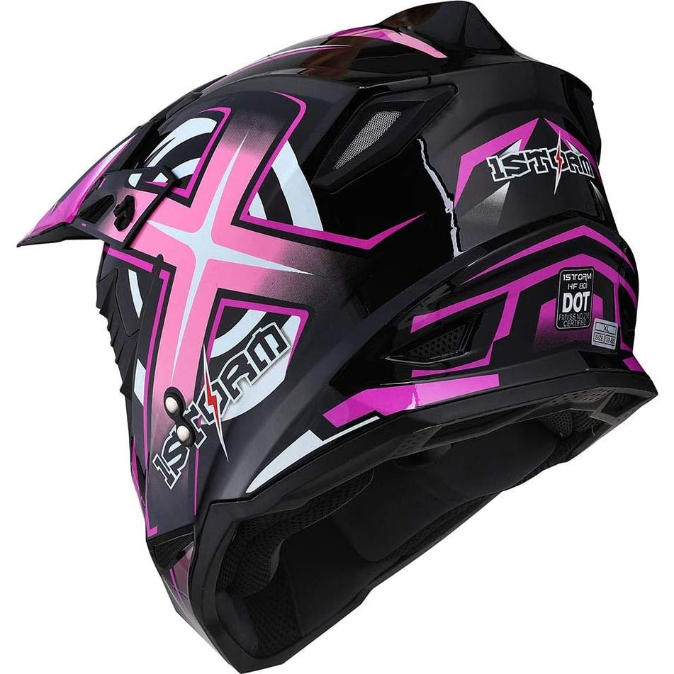 Casco de Motocross 1Storm HF801 Rosa + Auricular Bluetooth