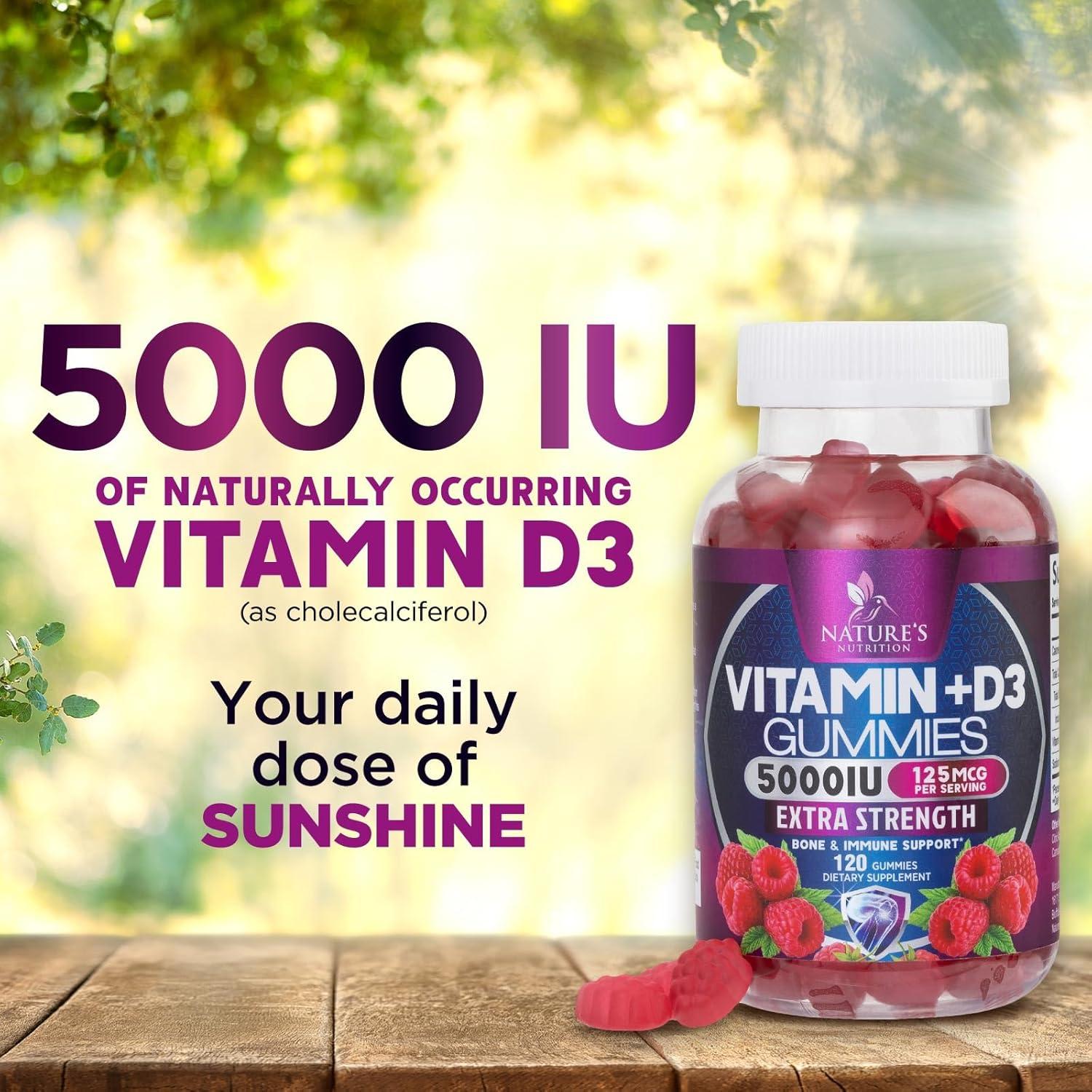 Suplemento Vitamina D3 Gummy 5000 IU Nature's Nutrition - 120 Gomas